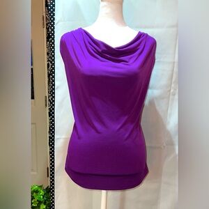 CDW Dark Purple Cowl-Neck Sleeveless Women’s Blouse Size Large